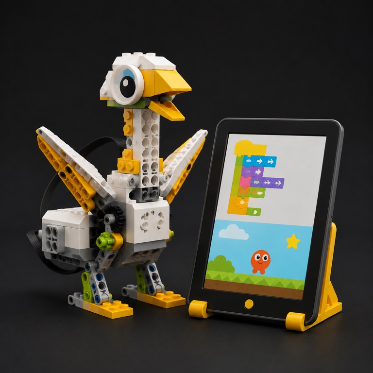 Механическая птица WeDo и планшет с визуальным программированием
